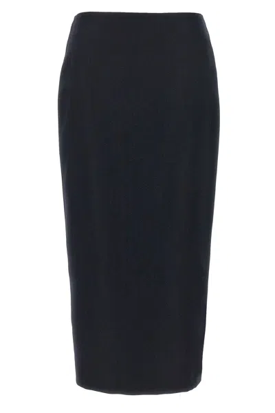 Blazé Milano Blaze Milano Maine Sussex Longuette Wool Midi Skirt In Blue