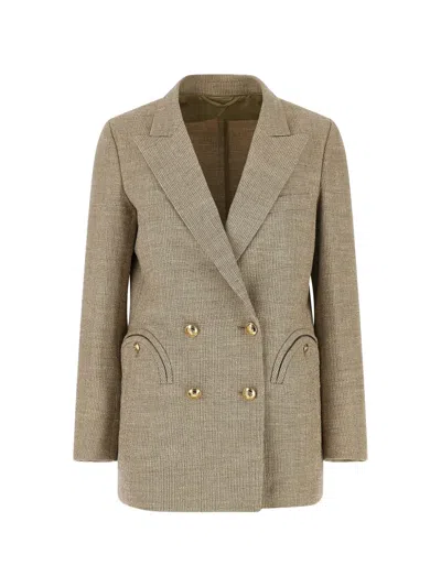 Blazé Milano Marisa Double Breasted Tailored Jacket In Brown