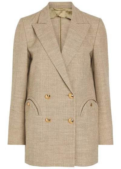 Blazé Milano Blaze Milano Marisa Double-breasted Cotton-blend Blazer In Gray