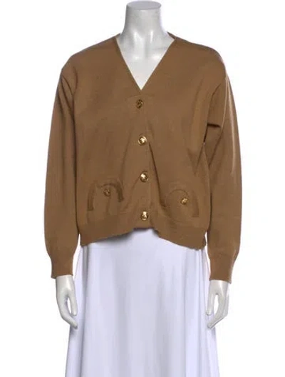 Pre-owned Blazé Milano Merino Wool V-neck Sweater In Neutral