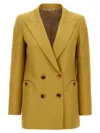 Blazé Milano 'everyday' Linen Double-breasted Jacket In Yellow