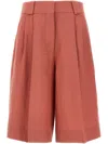 Blazé Milano Blaze Milano  Wide Fuchsia Linen Bermuda Shorts In Rosa