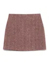 Blazé Milano Herringbone Wool Miniskirt Blaze In Brown