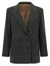 Blazé Milano 'everynight Miska' Structured Herringbone Blazer With Front Pockets In Gray