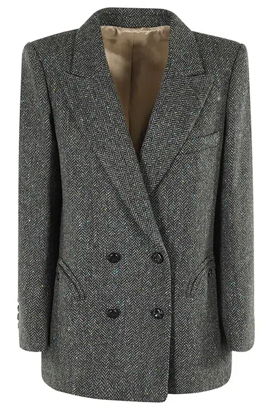 Blazé Milano Everynight Tweed Double-breasted Blazer In Grey
