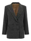Blazé Milano 'everynight Miska' Structured Herringbone Blazer With Front Pockets In Grey