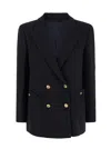 Blazé Milano Missy Double-breasted Cotton-blend Blazer In Black