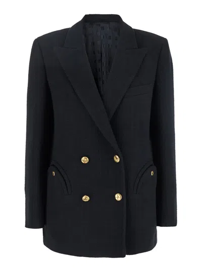 Blazé Milano Missy Everynight Black Double-breasted Jacket With Peak Revers In Cotton Blend Woman
