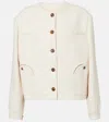 Blazé Milano Cropped Cream Cotton Bolero With Buttons And Pockets In White