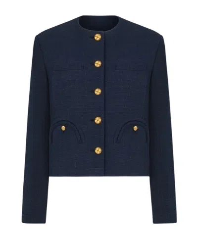 Blazé Milano Cotton Tweed Bolero Navy Jacket In Blue