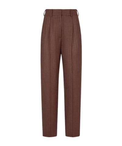 Blazé Milano Moat Fox Checked Tailored Pants In Brown