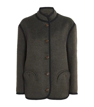 Blazé Milano Mohair-wool-blend Curly Jacket In Green