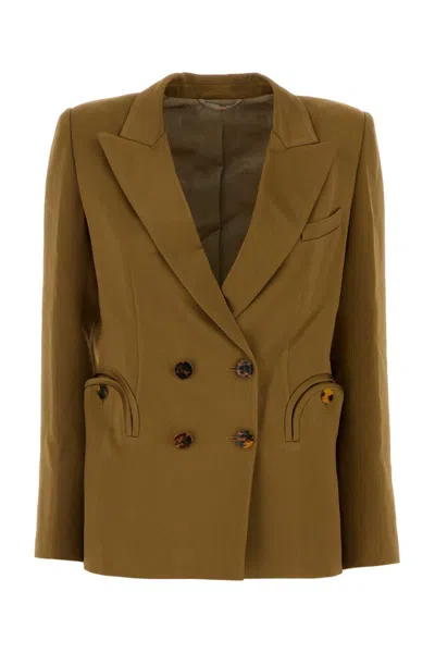 Blazé Milano Mustard Crepe Novalis Blazer For Women In Yellow