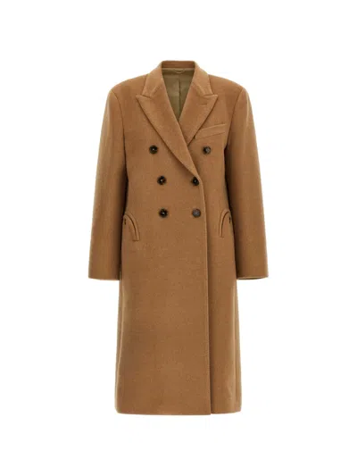 Blazé Milano Camel Hair Double-breasted Coat In Brown