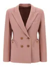 Blazé Milano Double-breasted Round-pockets Blazer In Pink