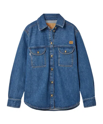Blazé Milano Nariida Berber Embroidered Denim Shirt In Multi