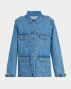 Blazé Milano Blaze Milano Light Blue Cotton Military Safari Jacket With Multiple Pockets In Blue