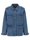 Blazé Milano Light Blue Cotton Military Safari Jacket With Multiple Pockets In Blue