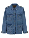 Blazé Milano Light Blue Cotton Military Safari Jacket With Multiple Pockets In Blue