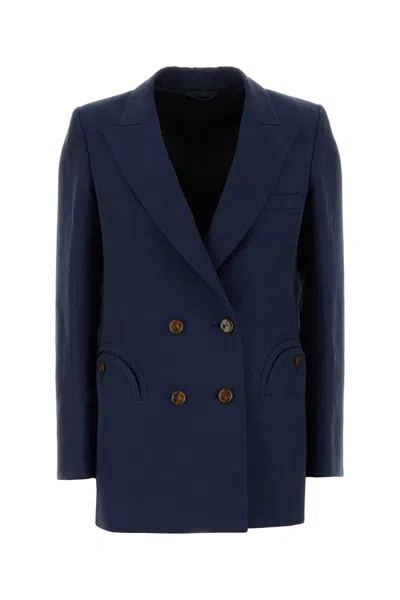 Blazé Milano Blaze Milano Navy Blue Linen Blend Savannah Everyday Blazer