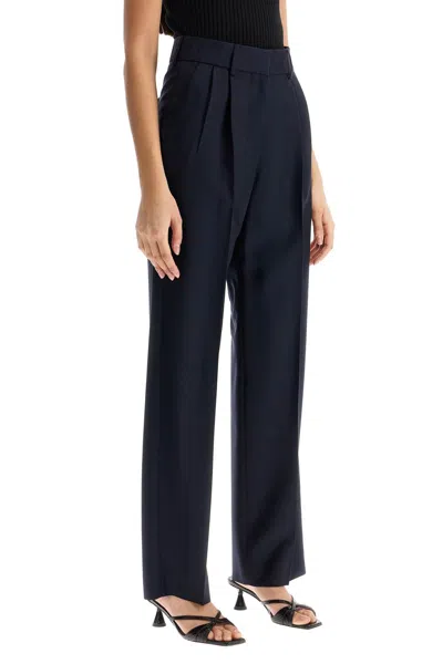 Blazé Milano Navy Blue Virgin Wool And Mohair High-waisted Pants