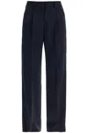 Blazé Milano Navy Blue Virgin Wool And Mohair High-waisted Pants In Blue