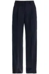 Blazé Milano Navy Blue Virgin Wool And Mohair High-waisted Pants In Navy