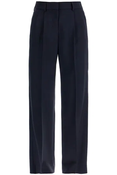 Blazé Milano Navy Blue Virgin Wool And Mohair High-waisted Pants