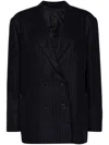 Blazé Milano Charmer Wool And Cashmere Double-breasted Pinstripe Blazer In 蓝色