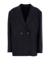 Blazé Milano Charmer Wool And Cashmere Double-breasted Pinstripe Blazer In Black