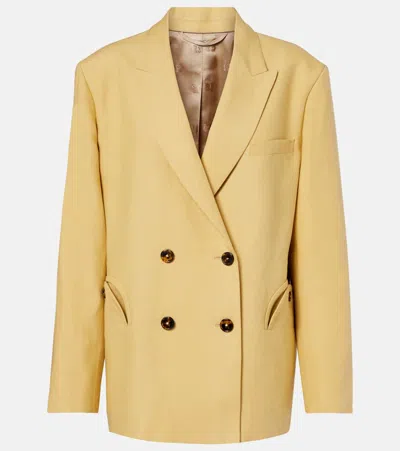 Blazé Milano Nightbreak Double-breasted Linen Blazer In Yellow