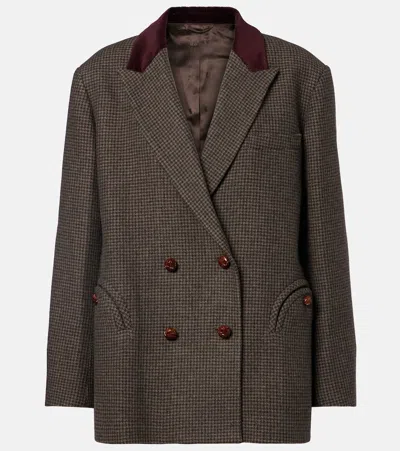 Blazé Milano Nightbreak Double-breasted Wool-blend Blazer In Brown