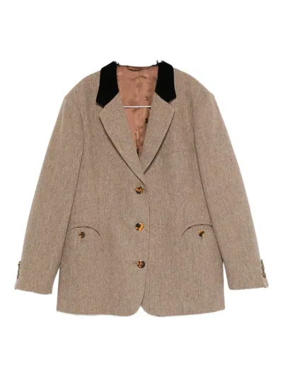 Blazé Milano Notched-collar Coat In Brown