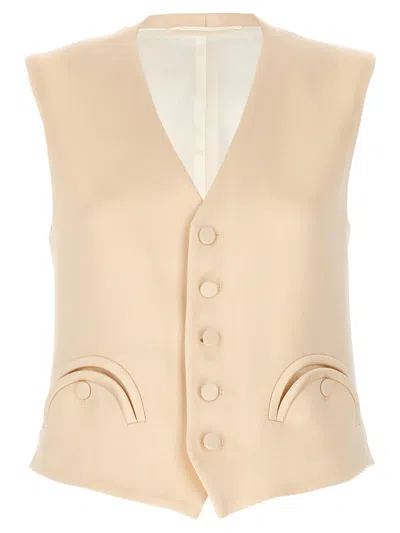 Blazé Milano Novalis Feral Viscose Blend Satin Vest In Beige