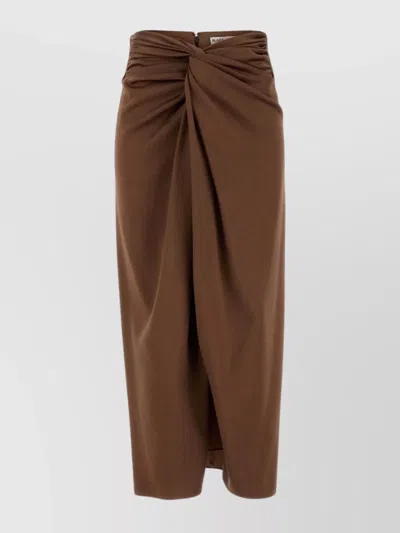 Blazé Milano Novalis Skirt Draped Detail Midi Length In Brown