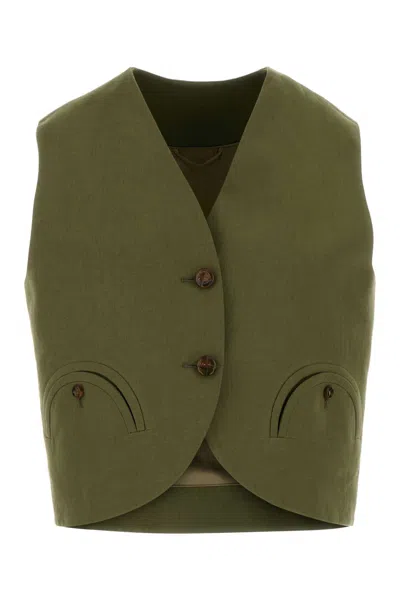 Blazé Milano Linen Midday Sun Vest Front Pockets In Green