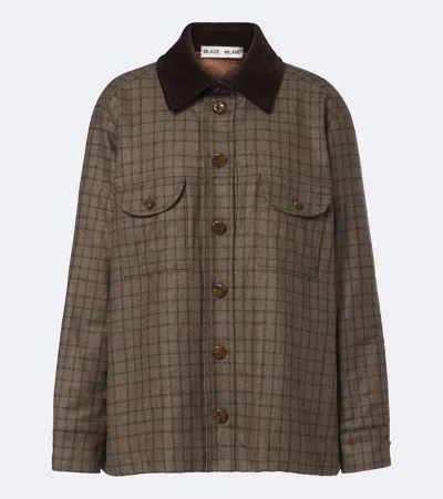 Blazé Milano Olmida Berber Checked Wool And Cashmere Jacket In Burgundy