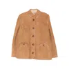 Blazé Milano Button-up Suede Jacket In Brown