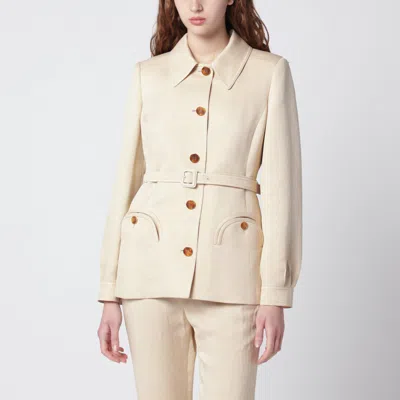 Blazé Milano Blaze Milano Paint Jacket With Belt In Champagne In Neutral