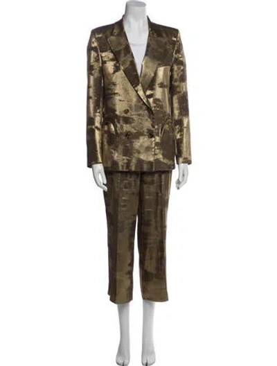 Pre-owned Blazé Milano Pant Set In Gold