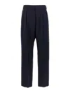 Blazé Milano Navy Blue Virgin Wool And Mohair High-waisted Pants In Blue