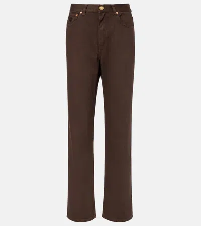 Blazé Milano Paso Embroidered Straight Jeans In Brown