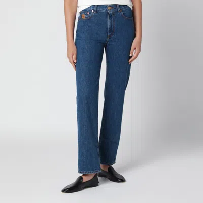 Blazé Milano Paso Nariida Mid-rise Straight Jeans With Mini Styling In Blue
