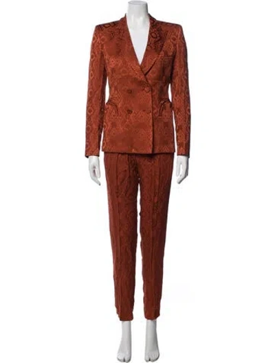 Pre-owned Blazé Milano Patterned Pantsuit W/ Tags In Orange
