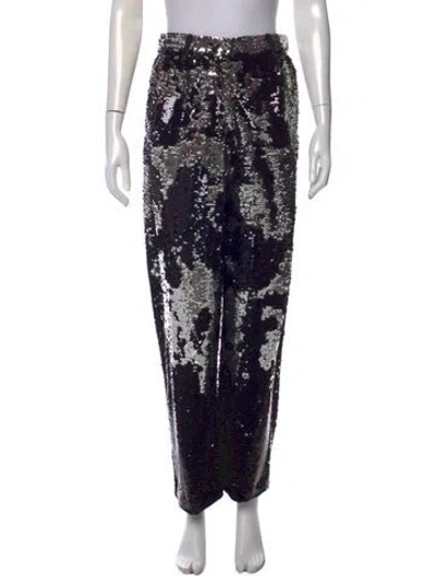 Pre-owned Blazé Milano Patterned Wide Leg Pants In Black