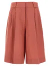 Blazé Milano Blaze Milano  Wide Fuchsia Linen Bermuda Shorts In Pink