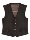 Blazé Milano Pinstripe Buttoned Waistcoat In Brown