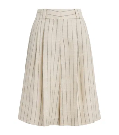 Blazé Milano Pinstripe Serene Husul Tailored Shorts In Neutral