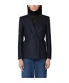 Blazé Milano Charmer Wool And Cashmere Double-breasted Pinstripe Blazer In Black