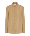 Shop Blazé Milano Pinstriped Beige Linen Shirt
